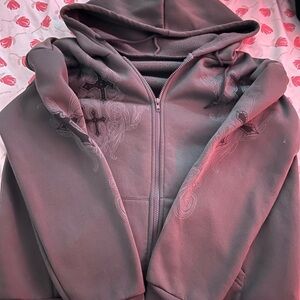 Gray Hoodie with Graphic Design size large